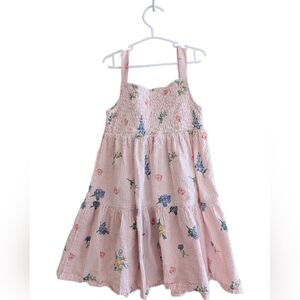 Nutmeg Adorable Pink Floral Pink Striped Kids Dress